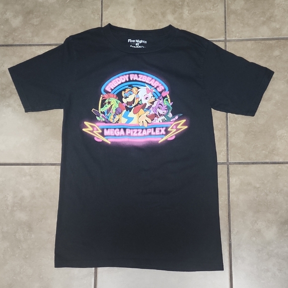 Five Nights At Freddy’S Tops - Freddy Fazbear's Mega Pizzaplex Black T-Shirt